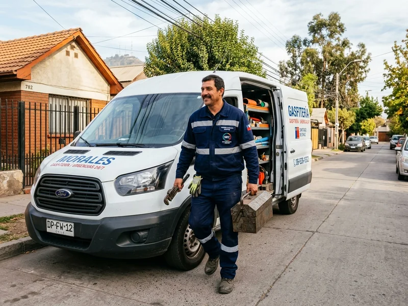Gasfiter de emergencia atendiendo urgencia a domicilio